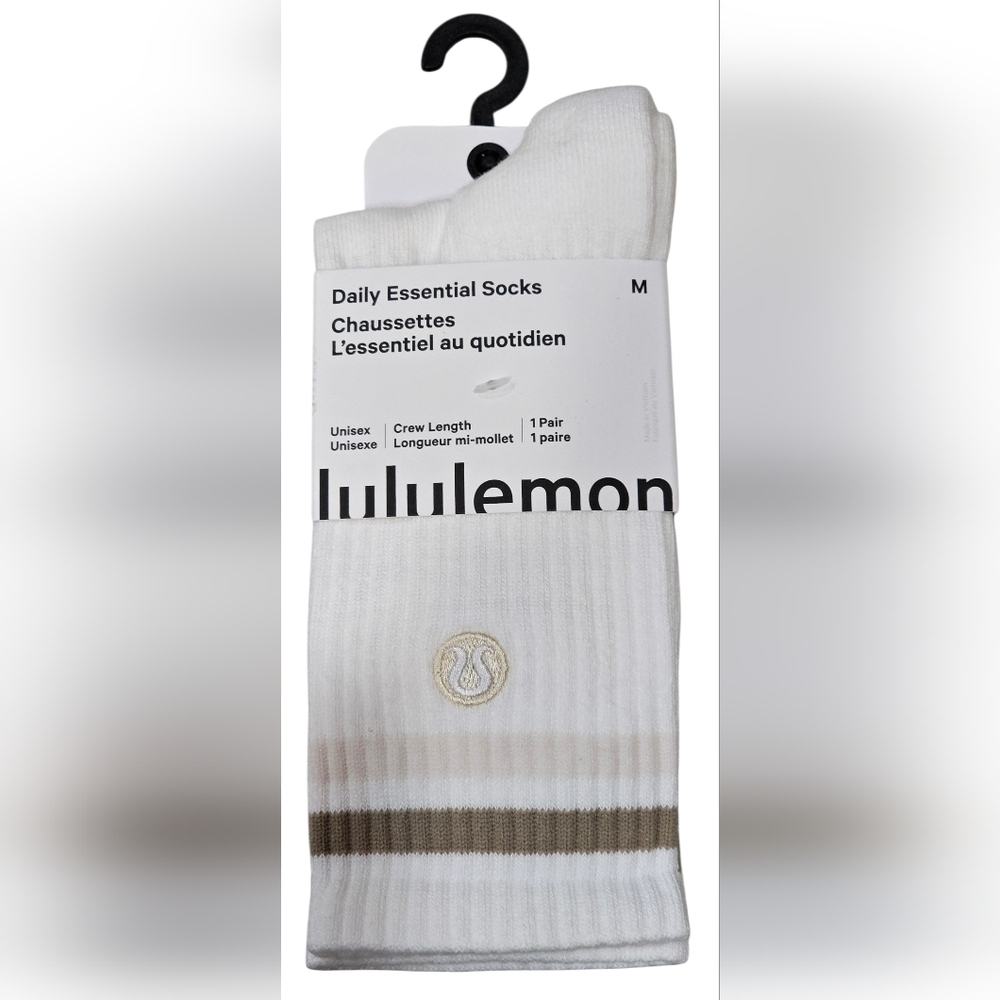 Luluemon 1 Pair Unisex Daily Essential Crew Socks Size Medium, New